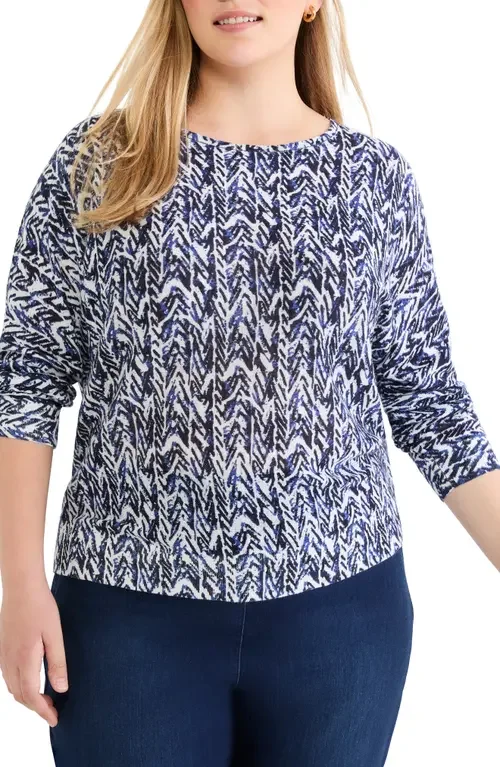 NIC+ZOE NIC+ZOE Crosshatch Sweater in Indigo Multi — Women Winter navy Tops