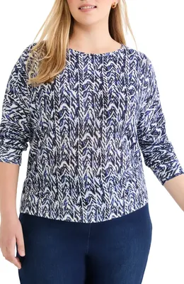 NIC+ZOE NIC+ZOE Crosshatch Sweater in Indigo Multi — Women Winter navy Tops
