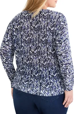 NIC+ZOE NIC+ZOE Crosshatch Sweater in Indigo Multi — Women Winter navy Tops