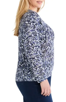 NIC+ZOE NIC+ZOE Crosshatch Sweater in Indigo Multi — Women Winter navy Tops