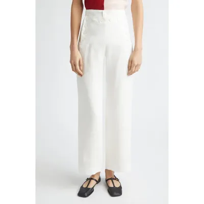 Bode Bode Linen Sailor Trousers in White — Women Winter white Pants