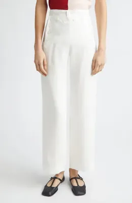 Bode Bode Linen Sailor Trousers in White — Women Winter white Pants