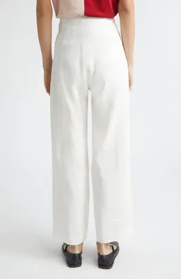 Bode Bode Linen Sailor Trousers in White — Women Winter white Pants