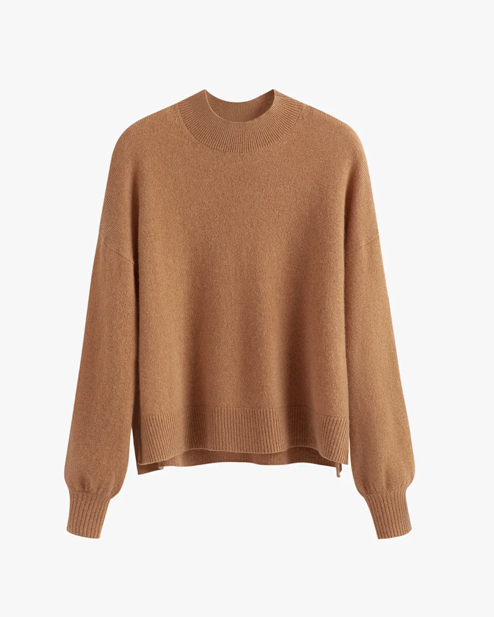 Cuyana Single Origin Cashmere Cropped Sweater - Camel / in tan — Autumn tan Sweaters & Knits