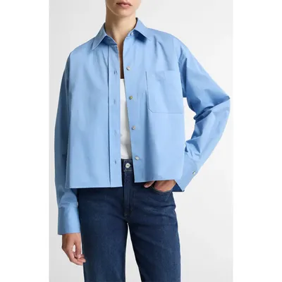 Vince Vince Crop Cotton Shirt in Hydra — Women Summer silver Tops