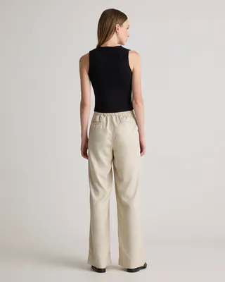 Quince Quince | Women's Vintage Wash Tencel Wide Leg Pants in Shale — Women Summer tan Trousers & Chinos