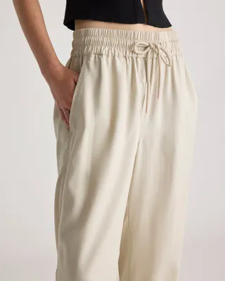 Quince Quince | Women's Vintage Wash Tencel Wide Leg Pants in Shale — Women Summer tan Trousers & Chinos