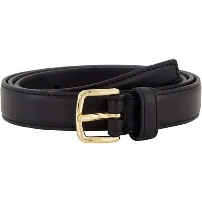 Vince Vince Stitched Leather Belt in Black /Gold in Black/Gold — Women Winter black Belts