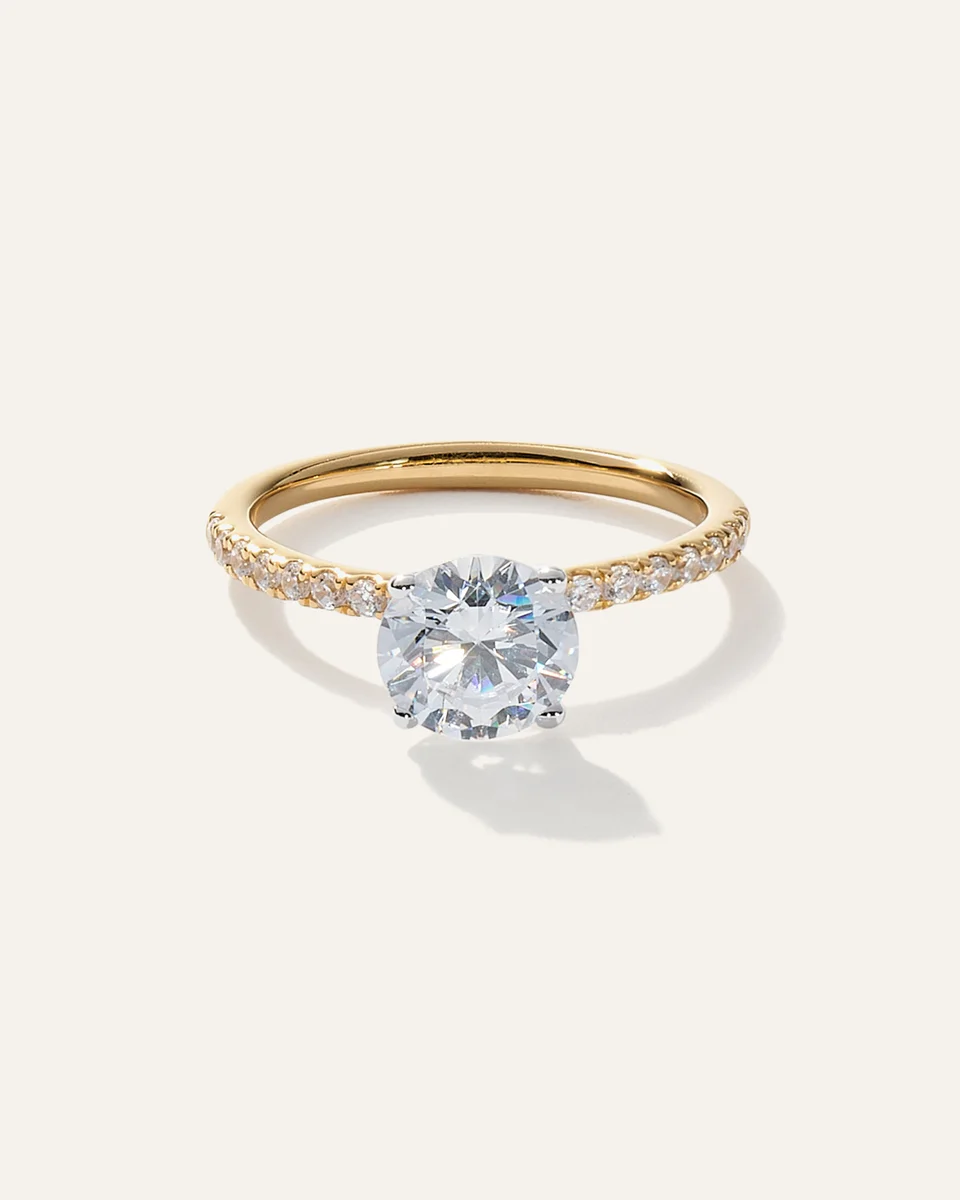 Quince Quince Women's Lab Grown Diamond Round Petite Pave Engagement Ring 1.50ct in Yellow Gold — Women Autumn gold Accessories