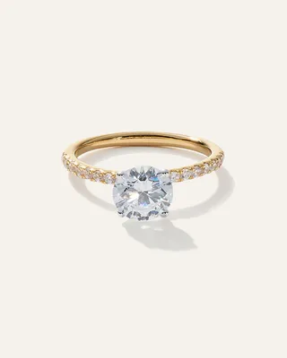 Quince Quince | Women's Lab Grown Diamond Round Petite Pave Engagement Ring 1.50ct in Yellow Gold in Yellow Gold — Women Autumn gold Accessories