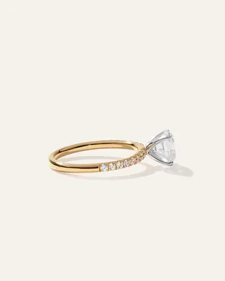 Quince Quince Women's Lab Grown Diamond Round Petite Pave Engagement Ring 1.50ct in Yellow Gold — Women Autumn gold Accessories