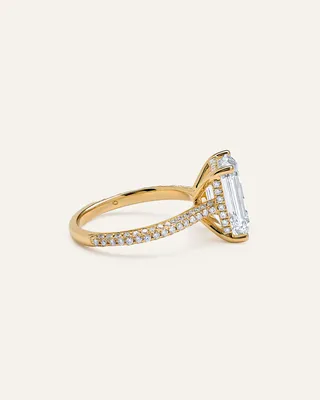 Quince Quince | Women's Lab Grown Diamond Emerald Pave Cathedral Engagement Ring 5ctw in Yellow Gold — Women Spring white Accessories