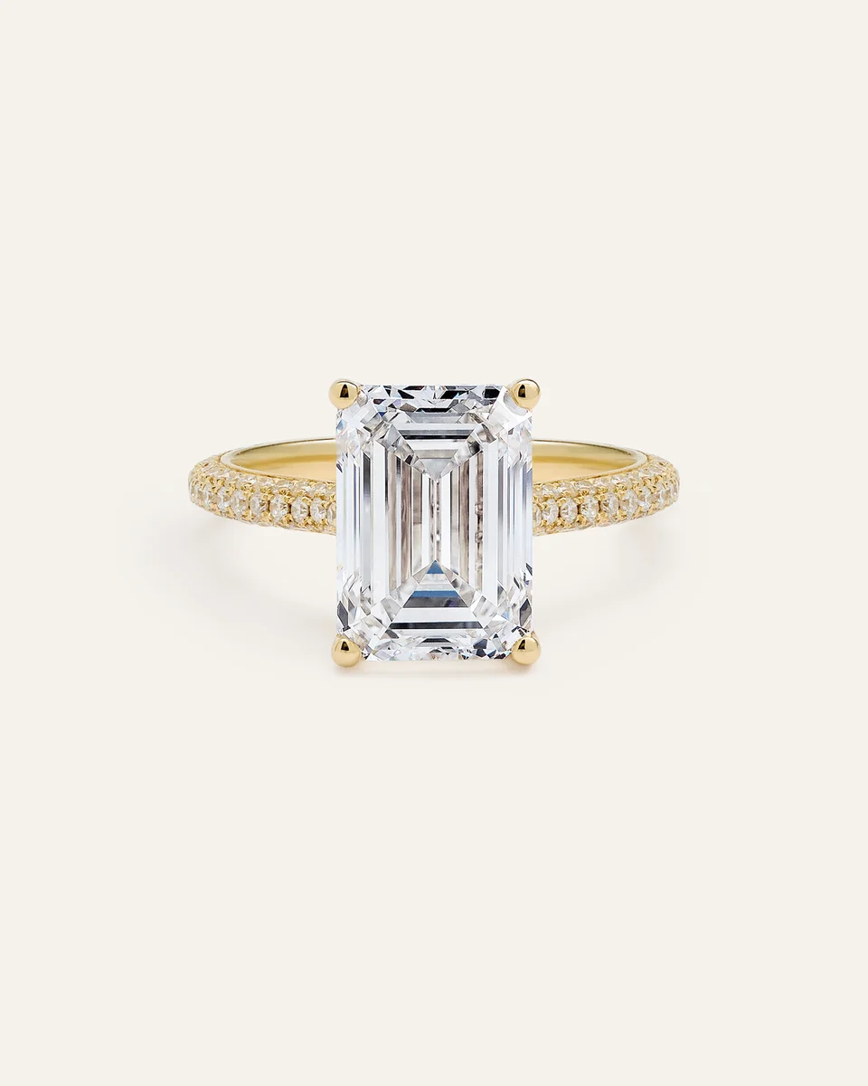 Quince Quince | Women's Lab Grown Diamond Emerald Pave Cathedral Engagement Ring 5ctw in Yellow Gold — Women Spring white Accessories