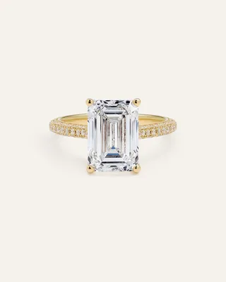 Quince Quince | Women's Lab Grown Diamond Emerald Pave Cathedral Engagement Ring 5ctw in Yellow Gold — Women Spring white Accessories