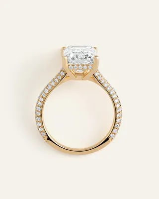 Quince Quince | Women's Lab Grown Diamond Emerald Pave Cathedral Engagement Ring 5ctw in Yellow Gold — Women Spring white Accessories