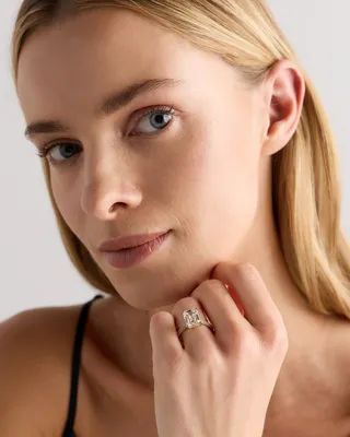 Quince Quince | Women's Lab Grown Diamond Emerald Pave Cathedral Engagement Ring 5ctw in Yellow Gold — Women Spring white Accessories