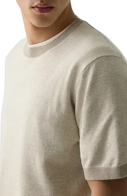 Theory Theory Linen & Silk Crewneck Tee in Silver Cloud — Men Spring white T-Shirts & Tees