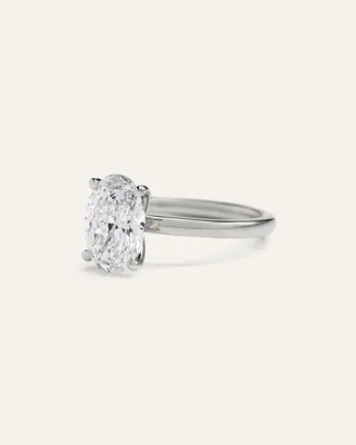 Quince Quince Women's Lab Grown Diamond Oval Comfort Fit Engagement Ring 2ct in Platinum — Women Summer white Accessories