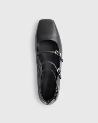 Quince Quince | Women's Italian Leather Strappy Ballet Flat in Black — Women Winter black Accessories