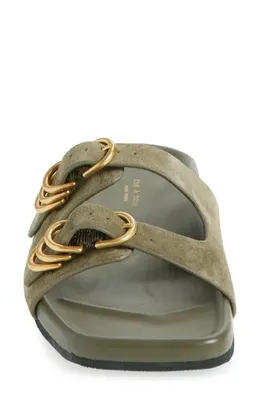rag & bone rag & bone Rue Slide Sandal in Olive Suede — Women Autumn khaki Shoes