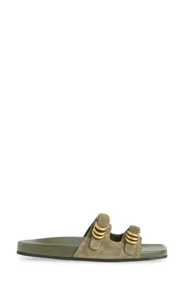 rag & bone rag & bone Rue Slide Sandal in Olive Suede — Women Autumn khaki Shoes