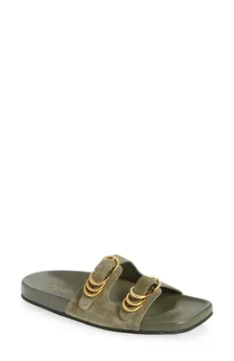 rag & bone rag & bone Rue Slide Sandal in Olive Suede — Women Autumn khaki Shoes