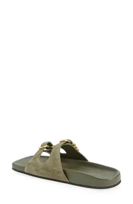 rag & bone rag & bone Rue Slide Sandal in Olive Suede — Women Autumn khaki Shoes