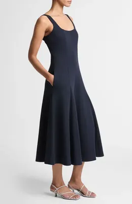 Vince Vince Square Neck Midi Dress in Eclipse — Women Winter navy Dresses