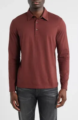 AG AG Bryce Long Sleeve Polo in Cranberry — Men Autumn burgundy Tops