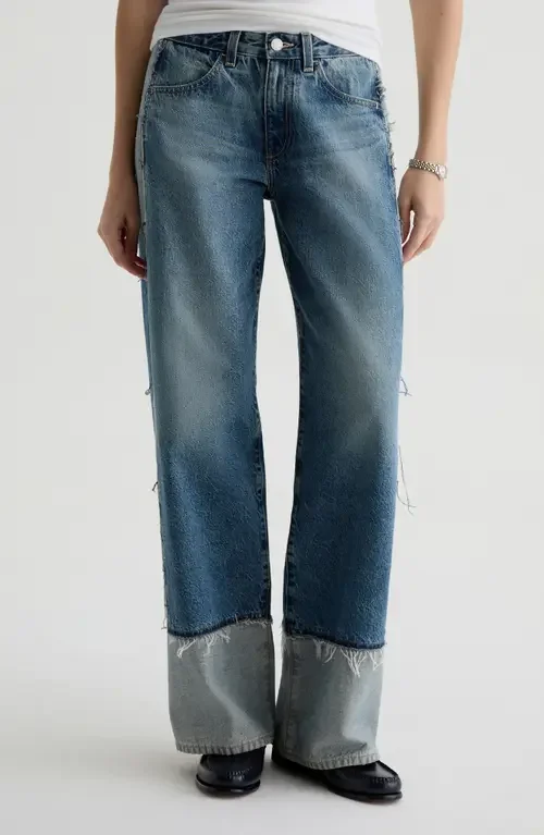 AG Adria Low Rise Baggy Wide Leg Jeans in 13 Years Otherworldly — Women Summer blue Pants