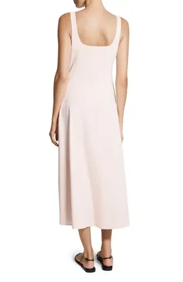 Theory Theory Square Neck Stretch Linen Blend Midi Dress in Warm Pink - Xke — Women Spring white Dresses
