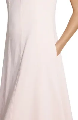 Theory Theory Square Neck Stretch Linen Blend Midi Dress in Warm Pink - Xke — Women Spring white Dresses