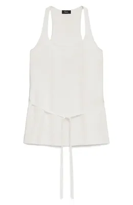 Theory Theory Belted Silk Blend Top in Ivory — Women Winter white Blouses