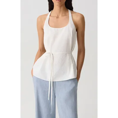 Theory Theory Belted Silk Blend Top in Ivory — Women Winter white Blouses