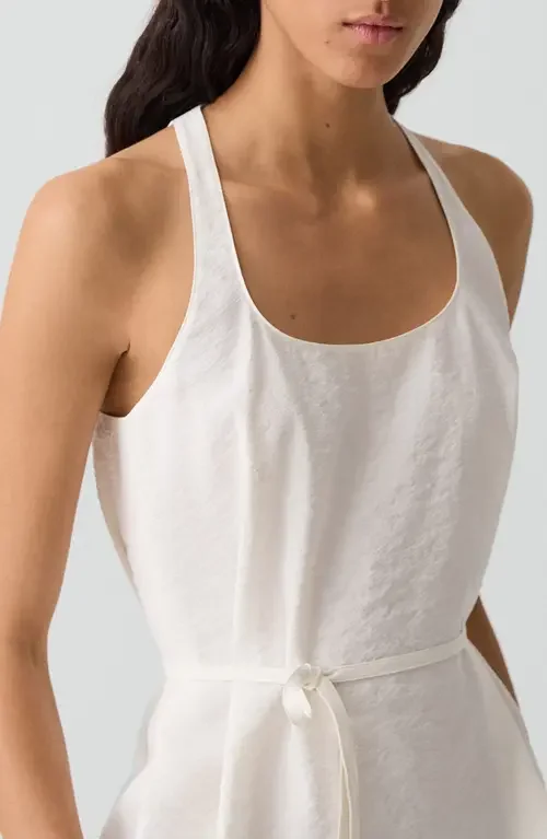 Theory Theory Belted Silk Blend Top in Ivory — Women Winter white Blouses