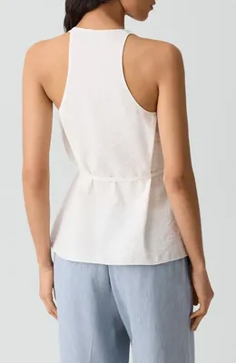 Theory Theory Belted Silk Blend Top in Ivory — Women Winter white Blouses