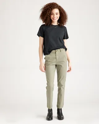 Quince Quince | Women's Stretch Cotton Twill Girlfriend Chino Pants in Olive — Women Autumn green Trousers & Chinos