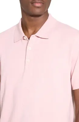 Theory Theory Bron in Cosmos Slub Cotton Polo Shirt in Chalk Pink - Vin — Men Spring pink Polos