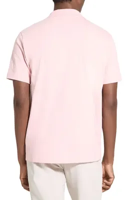 Theory Theory Bron in Cosmos Slub Cotton Polo Shirt in Chalk Pink - Vin — Men Spring pink Polos