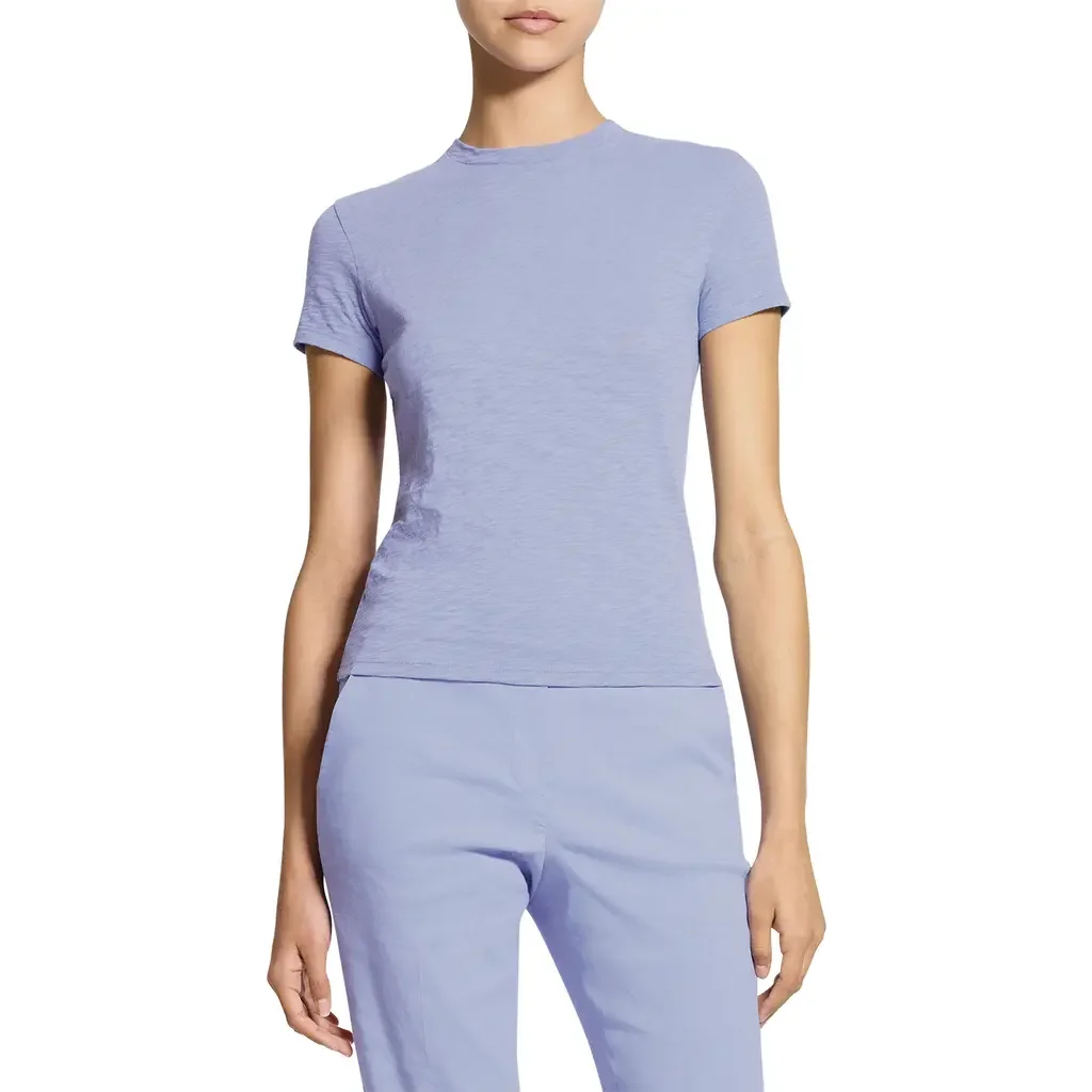 Theory Theory 2 Nebulous Organic Cotton Tiny Tee in Lavender Glow — Women Summer silver Tops