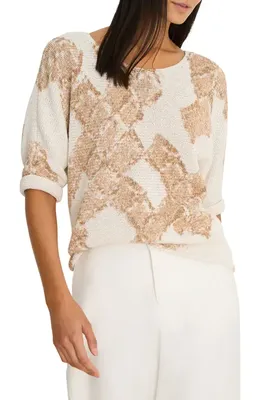 NIC+ZOE NIC+ZOE Cobblestone Stamp Sweater in Neutral Multi — Women Autumn ivory Tops