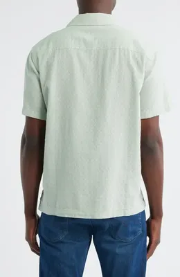 AG AG Foster Cotton & Linen Blend Camp Shirt in Lime Zest — Men Spring ivory Tops