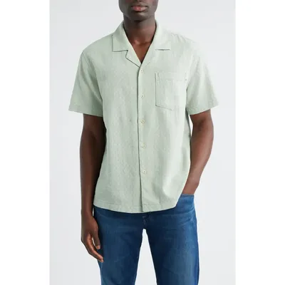 AG AG Foster Cotton & Linen Blend Camp Shirt in Lime Zest — Men Spring ivory Tops
