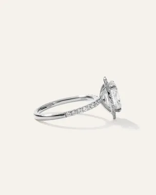 Quince Quince Women's Lab Grown Diamond Oval Halo Pave Engagement Ring 2ct in Platinum — Women Summer white Accessories