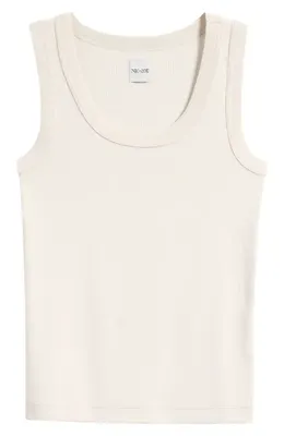 NIC+ZOE NIC+ZOE Perfect Knit Rib Scoop Neck Tank in Coconut — Women Spring white Tops