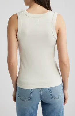 NIC+ZOE NIC+ZOE Perfect Knit Rib Scoop Neck Tank in Coconut — Women Spring white Tops