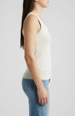 NIC+ZOE NIC+ZOE Perfect Knit Rib Scoop Neck Tank in Coconut — Women Spring white Tops