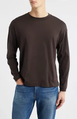 FRAME FRAME Light Long Sleeve Supima® Cotton T-Shirt in Chocolate Brown — Men Autumn chocolate Tops