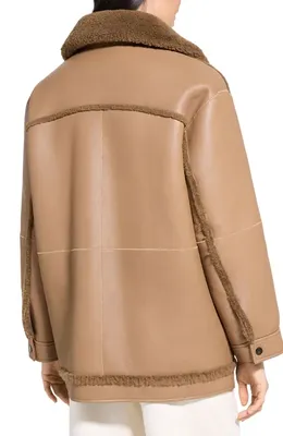 Theory Theory Genuine Shearling Reversible Coat in Pale Brown — Women Autumn beige Outerwear