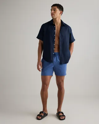 Quince Quince | Men's Italian Swim Trunks 5.5" in Navy Tonal Stripe — Men Winter navy Swimwear